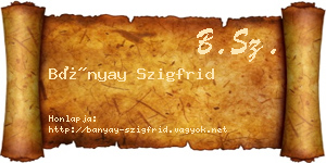 Bányay Szigfrid névjegykártya